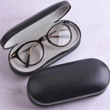 Maxbell Dual Eyeglass Case Contact Lens Box Glasses Container Hard Case Black White