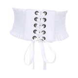 Maxbell Women Charm Waistband Wide Underbust Cosplay Strechy Bow Tie High Waist White