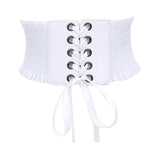 Maxbell Women Charm Waistband Wide Underbust Cosplay Strechy Bow Tie High Waist White