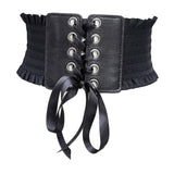 Maxbell Women Charm Waistband Wide Underbust Cosplay Strechy Bow Tie High Waist Black