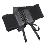 Maxbell Women Charm Waistband Wide Underbust Cosplay Strechy Bow Tie High Waist Black