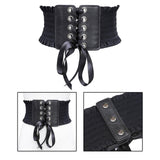 Maxbell Women Charm Waistband Wide Underbust Cosplay Strechy Bow Tie High Waist Black
