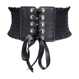 Maxbell Women Charm Waistband Wide Underbust Cosplay Strechy Bow Tie High Waist Black