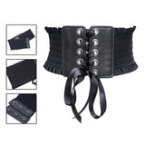 Maxbell Women Charm Waistband Wide Underbust Cosplay Strechy Bow Tie High Waist Black