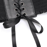 Maxbell Women Charm Waistband Wide Underbust Cosplay Strechy Bow Tie High Waist Black
