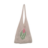 Maxbell Women Knitted Handbag Weaving Beach Girls Large Summer Casual Tote Beige