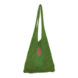 Maxbell Women Knitted Handbag Weaving Beach Girls Large Summer Casual Tote Green