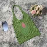 Maxbell Women Knitted Handbag Weaving Beach Girls Large Summer Casual Tote Green