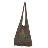 Maxbell Women Knitted Handbag Weaving Beach Girls Large Summer Casual Tote Brown