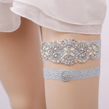 Maxbell 2x Wedding Garters Floral Lace Garter Belt for Women and Girls Holiday Blue