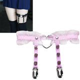 Maxbell Punk Leg Rings Garters Leather Rivets Thigh Party Harness Garter Belts Pink