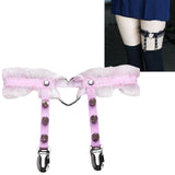 Maxbell Punk Leg Rings Garters Leather Rivets Thigh Party Harness Garter Belts Pink