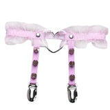 Maxbell Punk Leg Rings Garters Leather Rivets Thigh Party Harness Garter Belts Pink