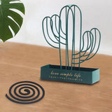 Maxbell Wrought Iron Mosquito Coil Holder Incense Holders for Living Room Garden Cactus Green