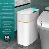 Maxbell 16L Intelligent Garbage Bin with Lid Large Capacity for Home Study Office white charging