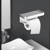 Maxbell Toilet Paper Holder with Shelf Wall Hanging Punch Free Adhesive for Bathroom silver