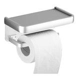 Maxbell Toilet Paper Holder with Shelf Wall Hanging Punch Free Adhesive for Bathroom silver