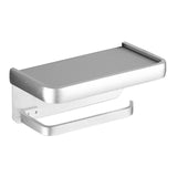 Maxbell Toilet Paper Holder with Shelf Wall Hanging Punch Free Adhesive for Bathroom silver