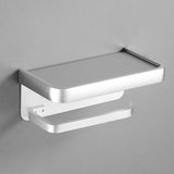 Maxbell Toilet Paper Holder with Shelf Wall Hanging Punch Free Adhesive for Bathroom silver