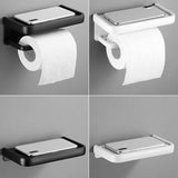 Maxbell Toilet Paper Holder with Shelf Wall Hanging Punch Free Adhesive for Bathroom black