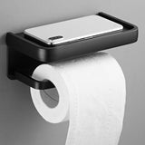 Maxbell Toilet Paper Holder with Shelf Wall Hanging Punch Free Adhesive for Bathroom black