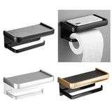 Maxbell Toilet Paper Holder with Shelf Wall Hanging Punch Free Adhesive for Bathroom black