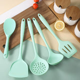 Maxbell 5Pcs Silicone Kitchenware Kitchen Cooking Utensils Cookware Kit  Light Green