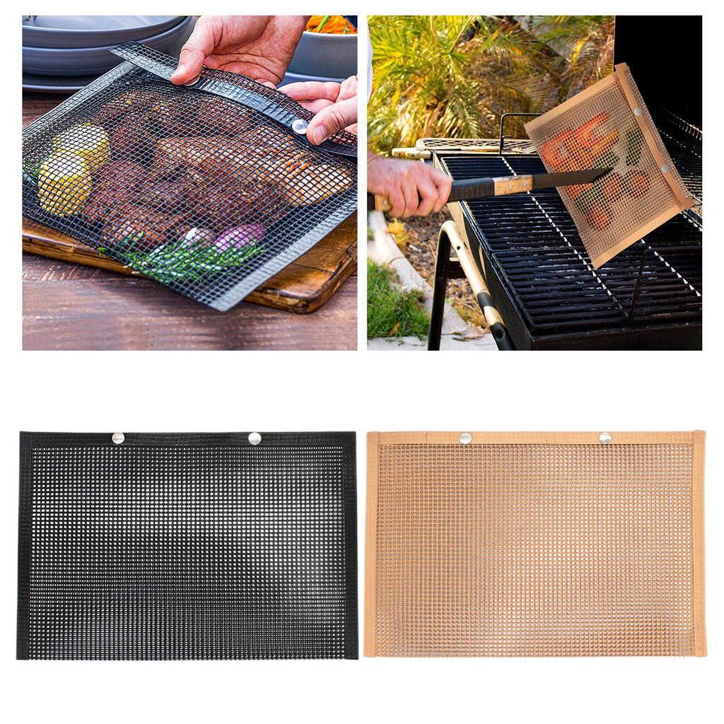 Maxbell Reusable BBQ Grill Mesh Bag Non-stick Isolation Pad Barbecue Pouch Black