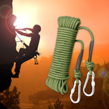 Maxbell Static 8 mm Climbing Rope Fire Escape with 2 Carabiners Green  30 meters