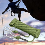 Maxbell Static 8 mm Climbing Rope Fire Escape with 2 Carabiners Green  30 meters
