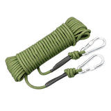 Maxbell Static 8 mm Climbing Rope Fire Escape with 2 Carabiners Green  20 meters