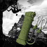 Maxbell Static 8 mm Climbing Rope Fire Escape with 2 Carabiners Green  20 meters