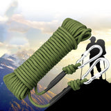 Maxbell Static 8 mm Climbing Rope Fire Escape with 2 Carabiners Green  10 meters