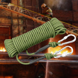 Maxbell Static 8 mm Climbing Rope Fire Escape with 2 Carabiners Green  10 meters
