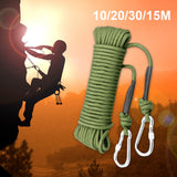 Maxbell Static 8 mm Climbing Rope Fire Escape with 2 Carabiners Green  10 meters