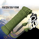 Maxbell Static 8 mm Climbing Rope Fire Escape with 2 Carabiners Green  10 meters