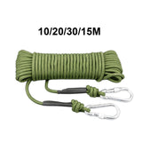 Maxbell Static 8 mm Climbing Rope Fire Escape with 2 Carabiners Green  10 meters