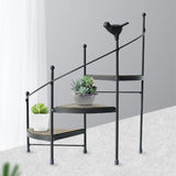 Maxbell 3 Tier Stair Style Metal Plant Stand for Indoor Living Room Corner  Black