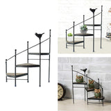 Maxbell 3 Tier Stair Style Metal Plant Stand for Indoor Living Room Corner  Black