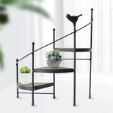 Maxbell 3 Tier Stair Style Metal Plant Stand for Indoor Living Room Corner  Black