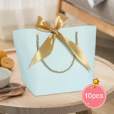 Maxbell 10x Gift Bags Bulk Reusable Merchandise Bags for Anniversaries Birthday Blue XS