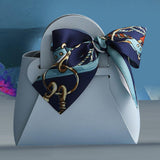 Maxbell 5 Pieces Exquisite PU Leather Wedding Favours Bags Handbag with Ribbons Blue