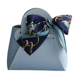 Maxbell 5 Pieces Exquisite PU Leather Wedding Favours Bags Handbag with Ribbons Blue