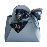 Maxbell 5 Pieces Exquisite PU Leather Wedding Favours Bags Handbag with Ribbons Blue