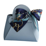 Maxbell 5 Pieces Exquisite PU Leather Wedding Favours Bags Handbag with Ribbons Blue