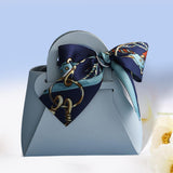 Maxbell 5 Pieces Exquisite PU Leather Wedding Favours Bags Handbag with Ribbons Blue