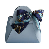 Maxbell 5 Pieces Exquisite PU Leather Wedding Favours Bags Handbag with Ribbons Blue