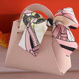 Maxbell 5 Pieces Exquisite PU Leather Wedding Favours Bags Handbag with Ribbons Pink
