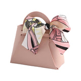 Maxbell 5 Pieces Exquisite PU Leather Wedding Favours Bags Handbag with Ribbons Pink