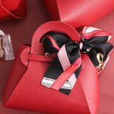 Maxbell 5 Pieces Exquisite PU Leather Wedding Favours Bags Handbag with Ribbons Red